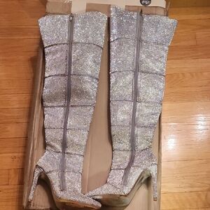 Silver Knee-High  Steve Madden Women's Boots